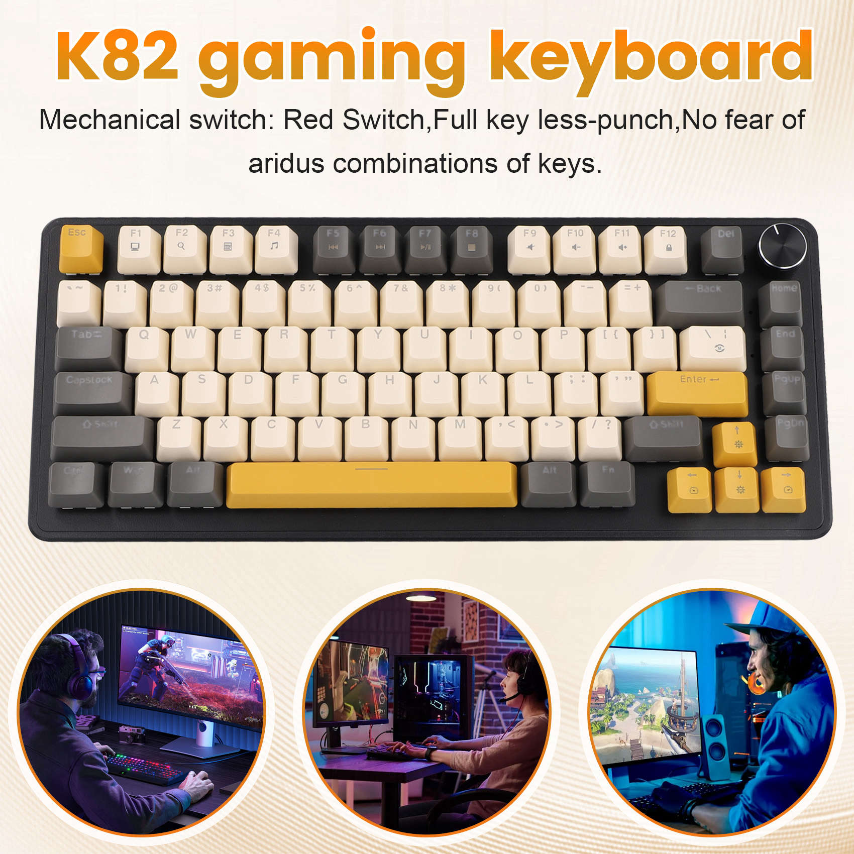 Teclado Gamer K82 com Botão de - Keyboard Gaming Blue Switch avaliação e preço
