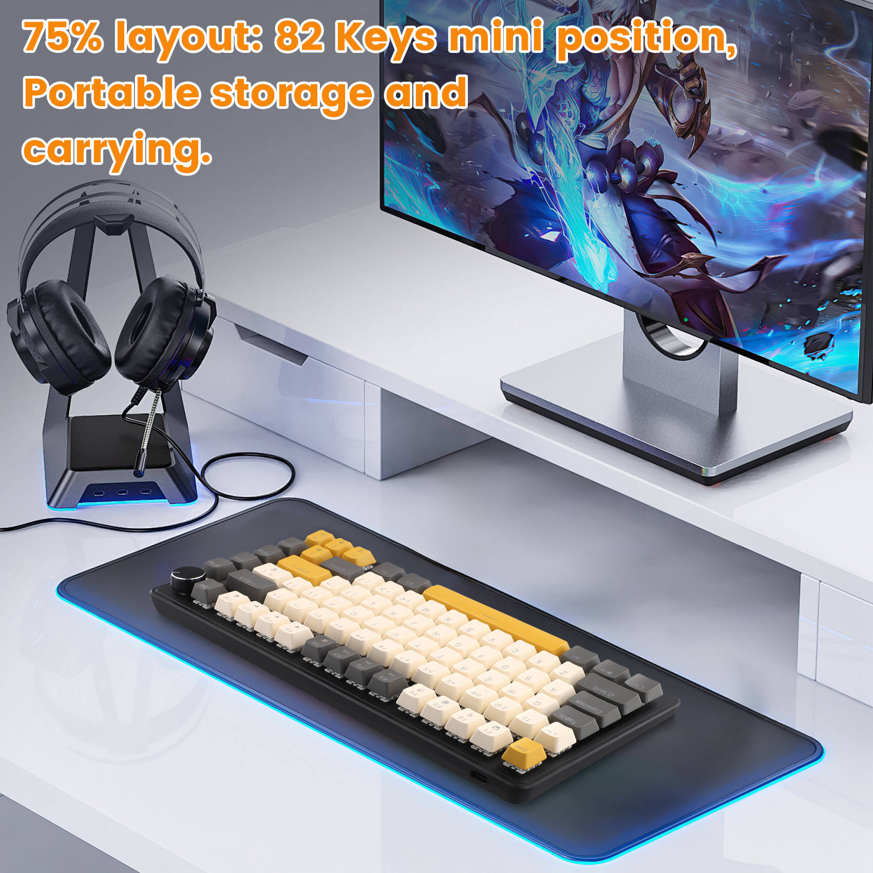 Teclado Gamer K82 com Botão de - Keyboard Gaming Blue Switch avaliação e preço