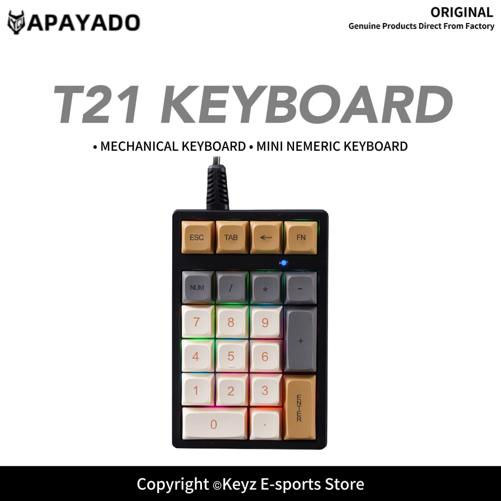 Teclado Numérico Mini T21 com  - Keyboard Gaming Blue Switch avaliação e preço