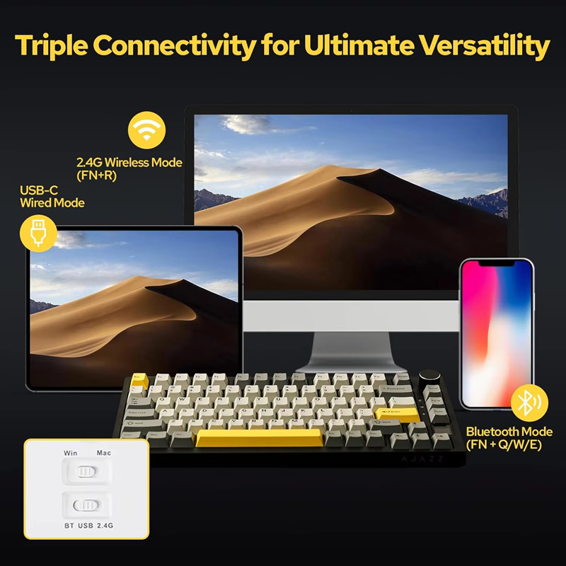 Ak820/ak820pro teclado mecânic - Gaming Keyboard Mechanical Wireless avaliação e preço
