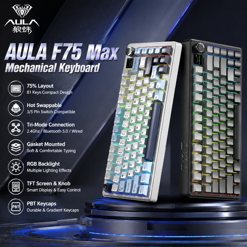 Teclado Mecânico AULA F75 Max, - Gaming Keyboard Wireless avaliação e preço