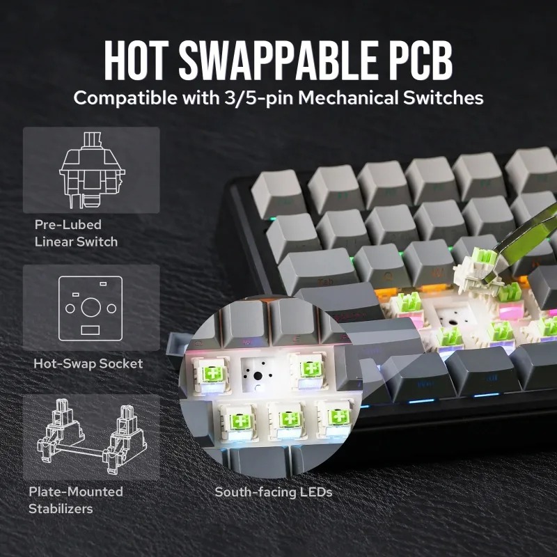Teclado Mecânico AULA F75 Max, - Gaming Keyboard Wireless avaliação e preço