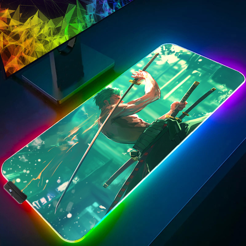 Uma peça zoro mouse pad rgb ac - Gaming Keyboard Best avaliação e preço