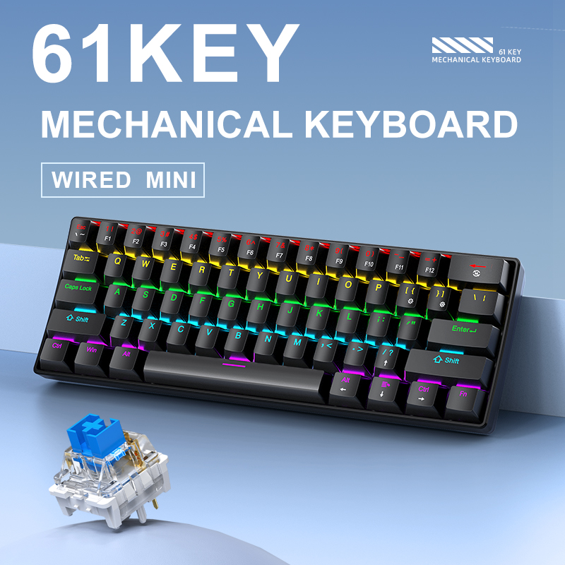 Teclado Mecânico Gamer K61 com - Keyboard Gaming Blue Switch avaliação e preço