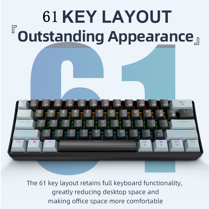Teclado Mecânico Gamer K61 com - Keyboard Gaming Blue Switch avaliação e preço