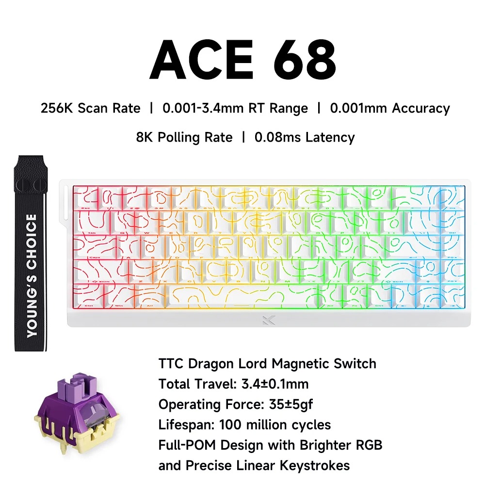 Mchoose ace 68 interruptor mag - Gaming Keyboard Hall Effect Switches avaliação e preço