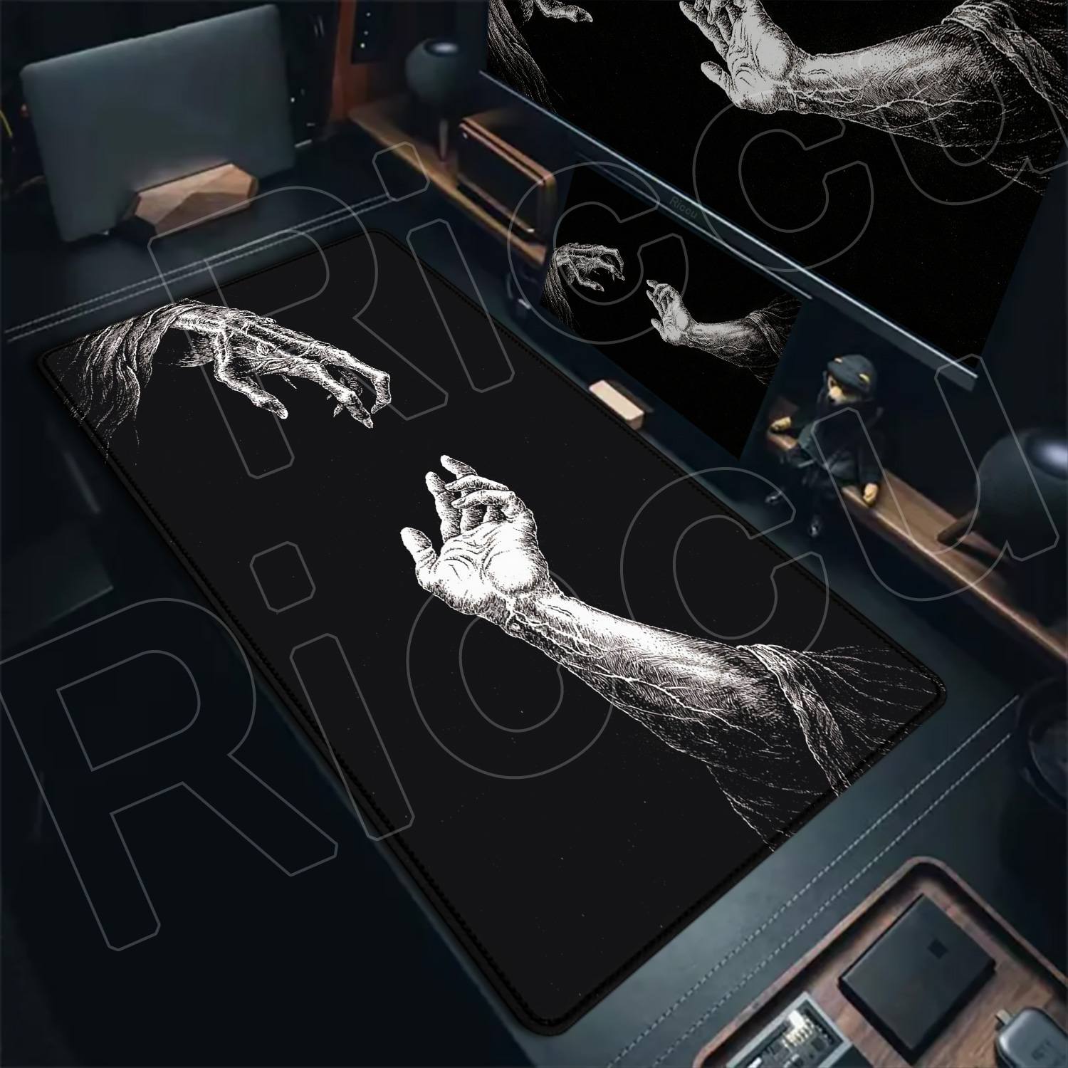 Mouse Pad Grande HD Preto e Br - Gaming Keyboard Hand avaliação e preço