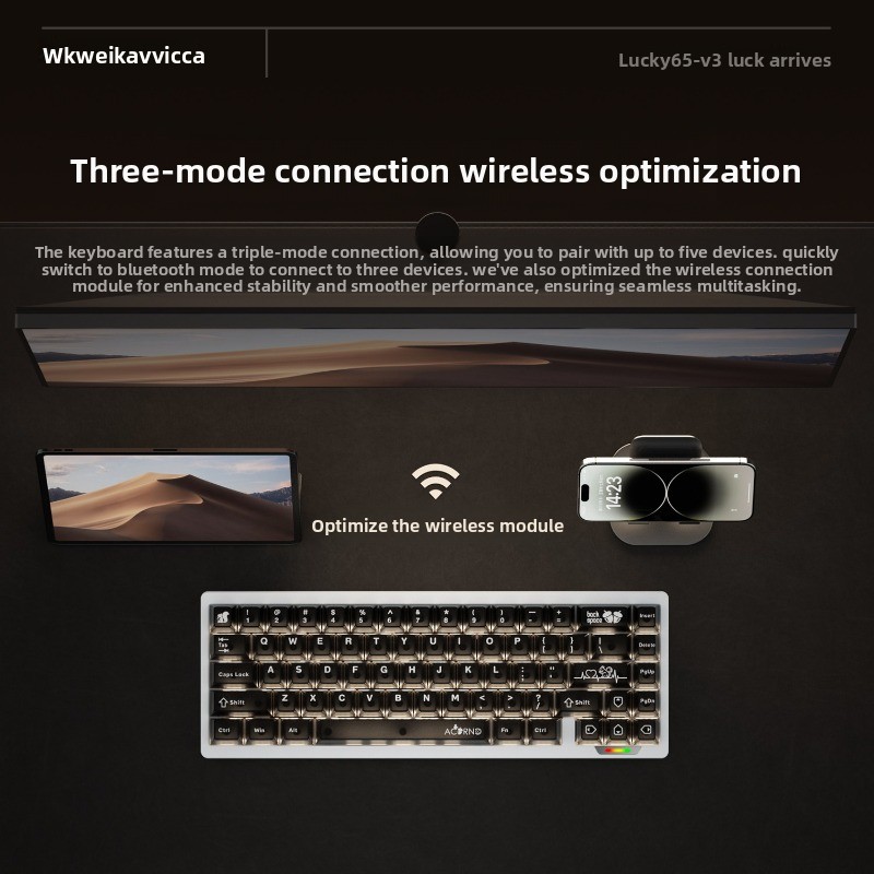 Weekav lucky65 v3 liga de alum - Gaming Keyboard Mechanical Wireless avaliação e preço