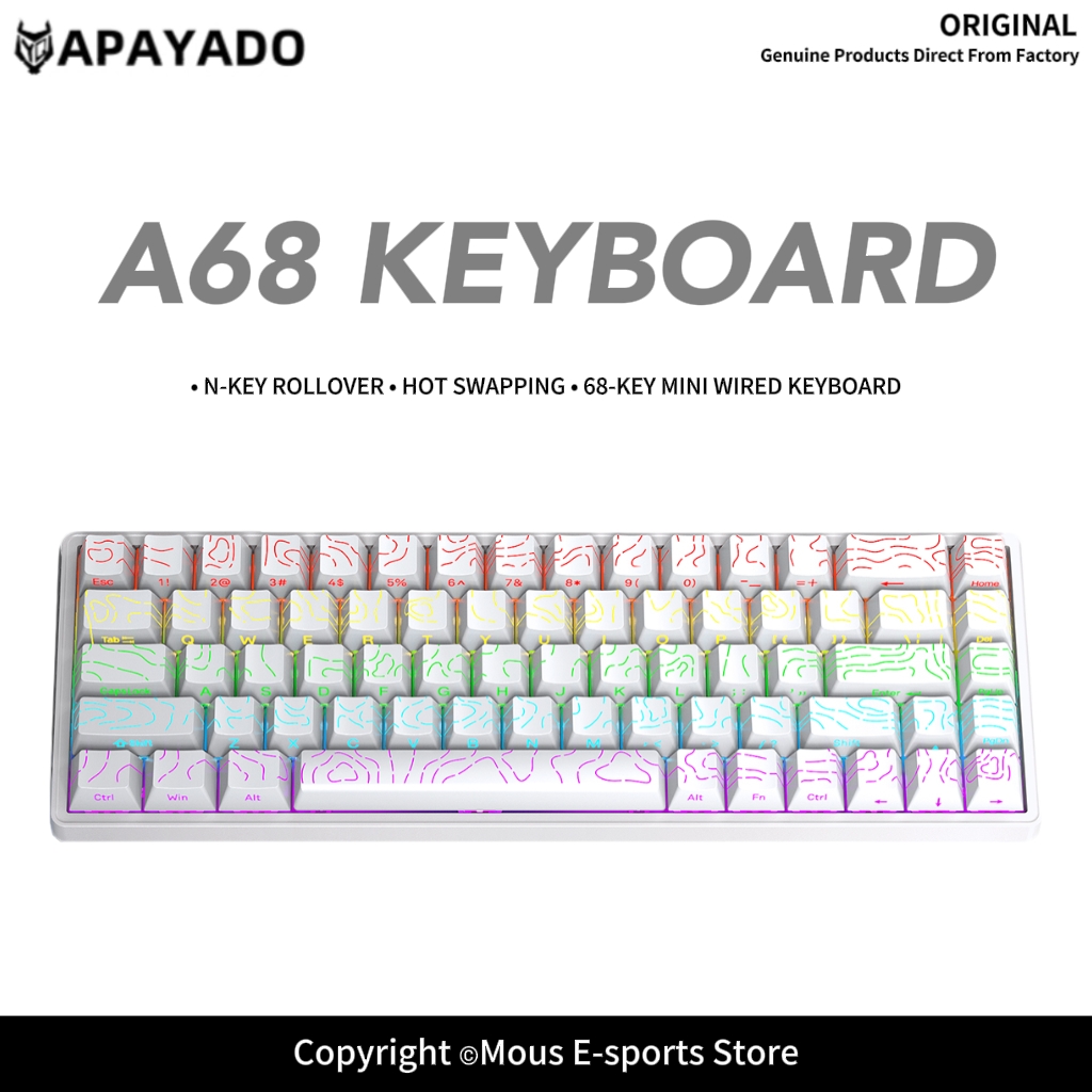 Teclado Mecânico APAYADO A68 c - Gaming Keyboard Budget avaliação e preço